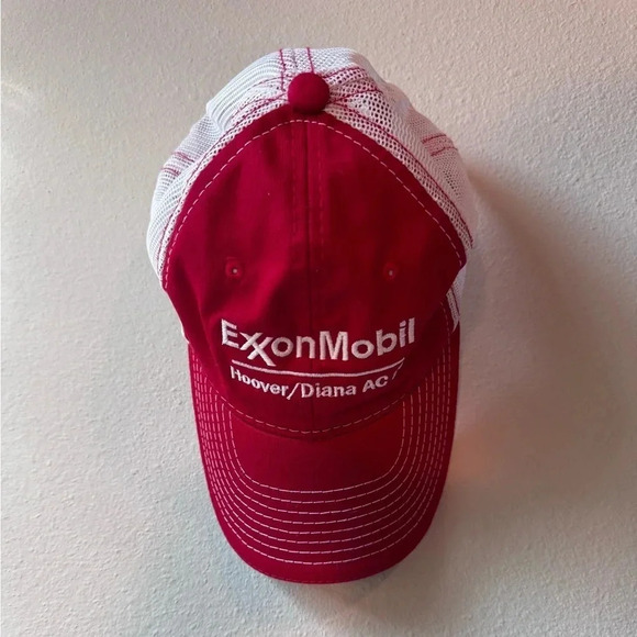 ExxonMobil hat - red and white, OSFM - Picture 1 of 6